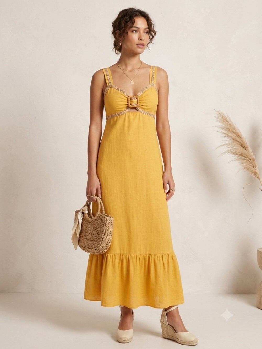 Sincerely Jules ✨️ Women's Yellow Cotton Sundress Size L